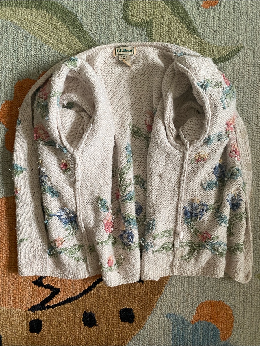 L.L. Bean Vintage Linen Blend Floral Cardigan - Picture 16 of 16